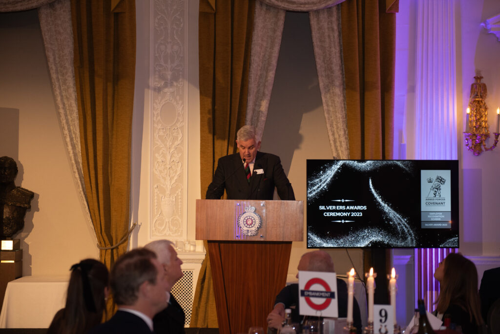 Peter Germain GL RFCA Chief Executive talking at the RAC Club Pall Mall during the Silver ERS 2023 Awards Ceremony