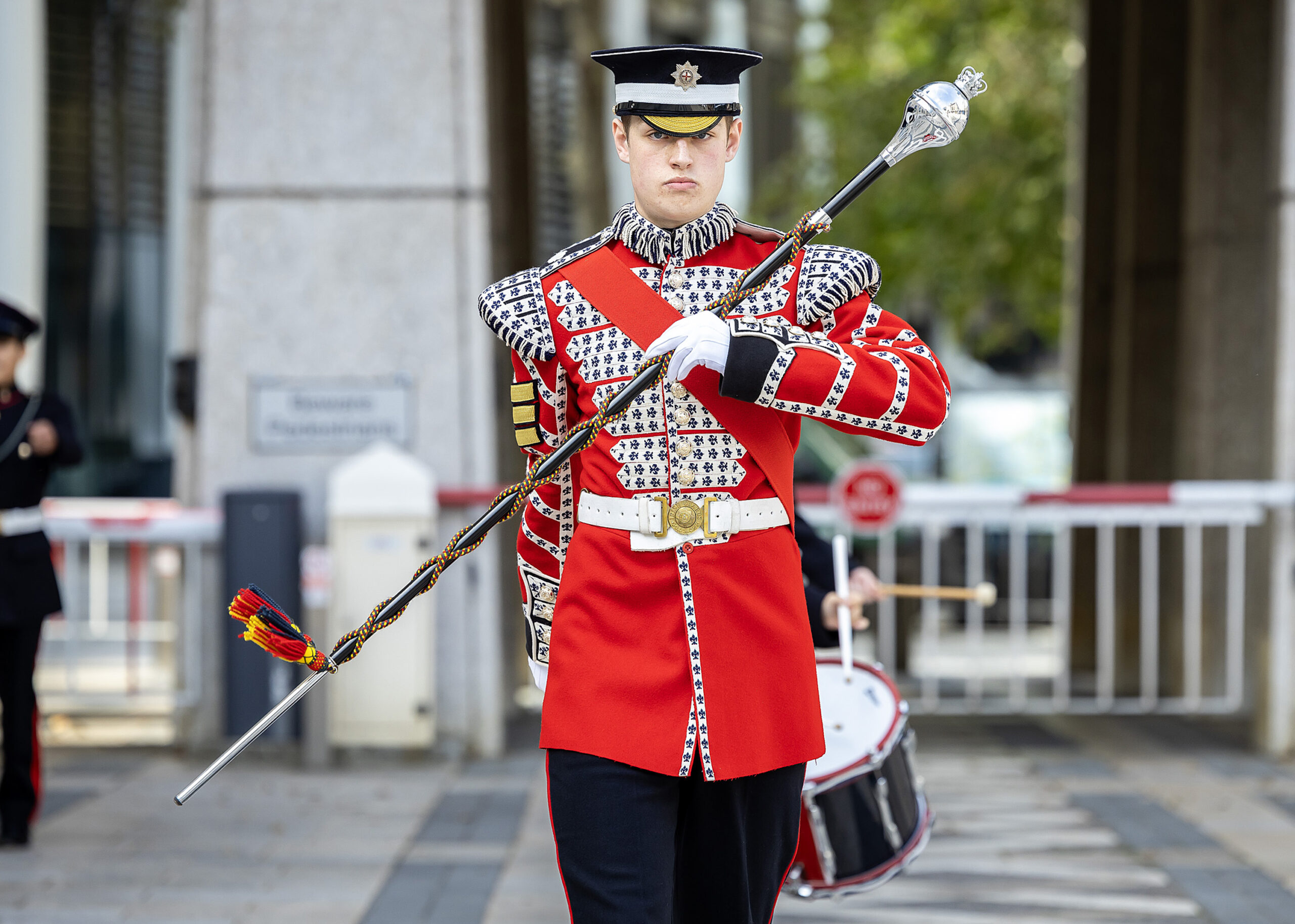 Cadet from London Dist Combined ACF walking down on Guildhall Yard