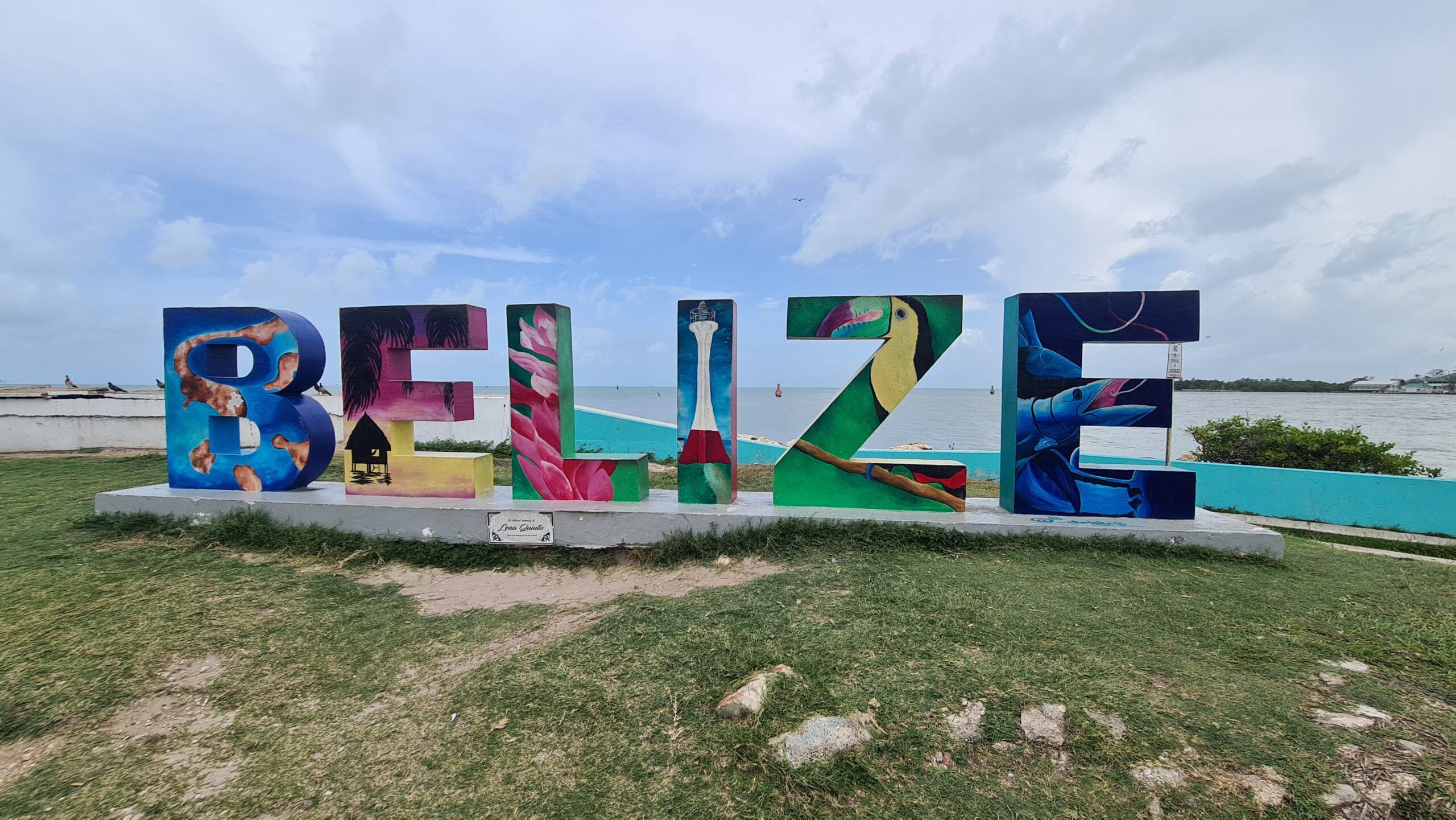The letters of the word Belize painted over in mural style