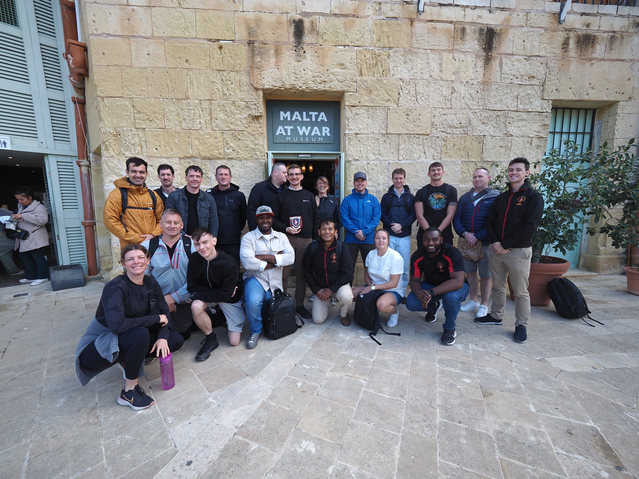 The group in front of the Malta at war museum